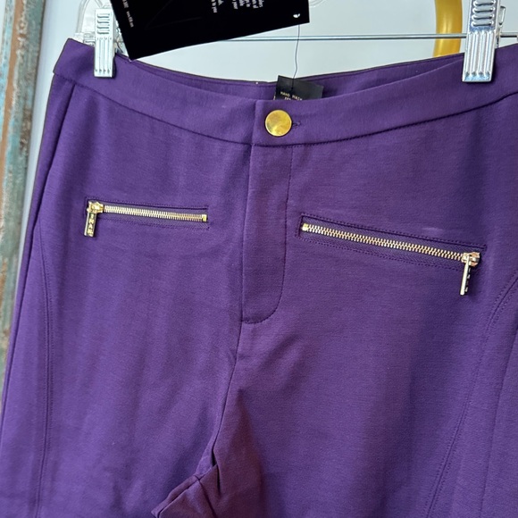 IMAN Purple Skinny Pants with Gold Accents NWT 12 - Picture 3 of 10
